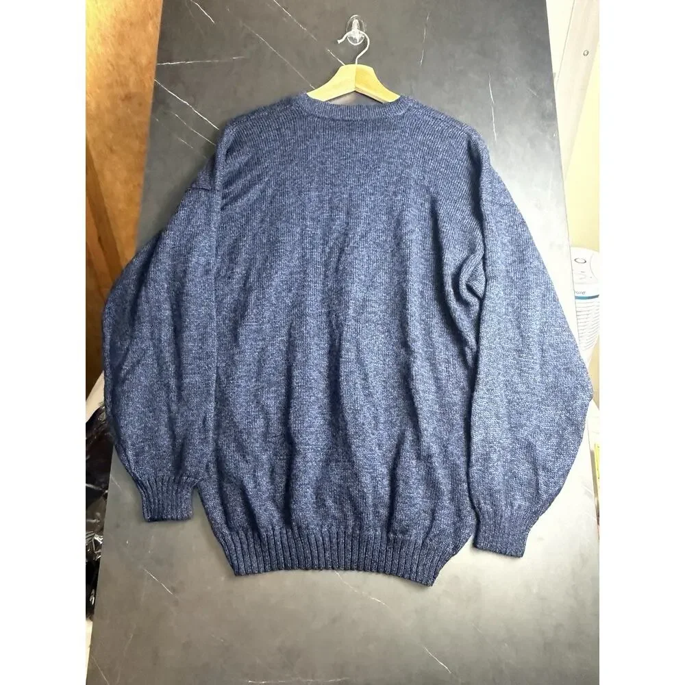 VTG Alpaca Sweater Men’s XL Navy Blue Made In Peru Crewneck Wool Knit 90s